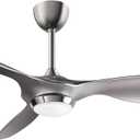 reiga 52 Inch Modern Smart Wifi Ceiling Fan with Light and Remote Control, Living Room Bedroom patio 3 Blade Ceiling Fans with Reversible Mute DC Motor, Silver