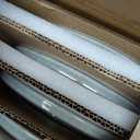 Famiware Plates and Bowls Sets, Annecy Stoneware Dinnerware Sets for 8, 24 Pieces Dish Set, Plate with Lip Edge, Reactive Glaze Tableware - Microwave & Dishwasher Safe, Grey-White