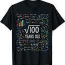 Square Root of 100 10th Birthday 10 Year Old Gifts Math Bday T-Shirt, Medium 