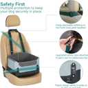 A 4 Pet Dog Car Seats for Small Dogs Under 25lbs Safety Travel Booster Seat with Patent Buckles, Adjustable Leash Reduces Anxiety & Road Trips Frame Support for Cars, SUV, Pickup