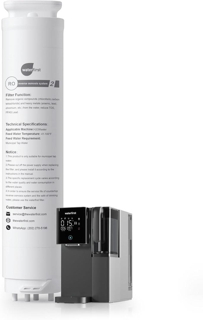 RO Filter for H2OMaster Reverse Osmosis Water Filter Countertop, 12-24 Months Lifespan, Compatible model: H2OMaster(The Machine with a Filter)