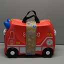 Trunki Ride-On Kids Suitcase | Tow-Along Toddler Luggage | Carry-On Cute Bag with Wheels | Kids Luggage and Airplane Travel Essentials: Frank Fire Truck Red