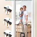 Babelio CatPrivilege Baby Gate with Cat Door, 29"-43" Adjustable Brown Wood Pattern Pet Door, 30" Tall Pressure Mounted Safety Gate for Stairs & Doorways, Auto Close,Wall Protectors Included