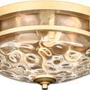 Edwarmlux Flush Mount Ceiling Lights, 2-Light Farmhouse Close to Ceiling Light, Industrial Ceiling Lighting Fixture for Kitchen Hallway Bedroom Living Room Stairways Porch (Gold)