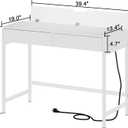 Treocho Computer Desk with USB Charging Ports and Power Outlets, Modern Simple 40 inch White Desk with 2 Drawers, Vanity Desk, Makeup Table for Home Office, Bedroom