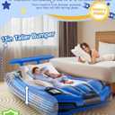 CHERIMOR Inflatable Toddler Travel Bed with Safety Bumpers & 2 Mins Auto Inflation Pump, Portable Toddler Kids Air Mattress with Carry Bag for Home Grandma's Sleepovers Travel Camping, 330lbs Support