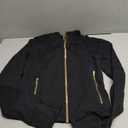 SUUKSESS Women Golden Full Zip Up Workout Cropped Jackets Lightweight Athletic Yoga Tops (X-Large, Black)