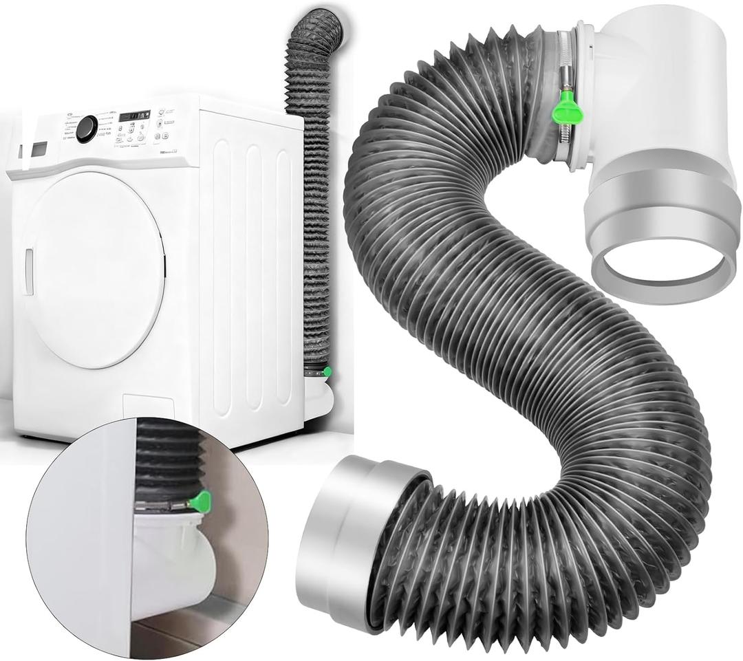 MOPHA 8FT Dryer Vent Hose for Tight Space, Indoor Dryer Hose Vent Kit with 6-Layer Duct Hose, 90 Degree Dryer Vent Elbow with Rubber Seal Connectors,Heat Resistant Dryer Exhaust Pipe,Easy Installation
