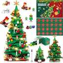 Advent Calendar 2025 Adult Kids Girls Boys Teens Women Men Christmas Tree Building Set,24 Boxes 1100+ Pcs Christmas Countdown Calendar Building Blocks with LED Light stocking stuffers for kids