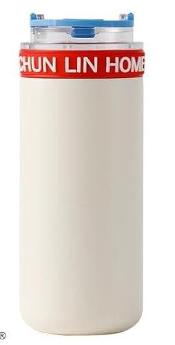 Glass lined Tumbler,Stainless Steel Vacuum Insulated Glass Tumblers,Coffee thermos glass lined(White)