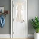 NICETOWN Natural French Door Curtain Farmhouse Style Light Filtering Curtain Panel Rod Pocket Linen Front Door Shade Sidelight Country for Glass, 26" W x 40" L, 1 Panel