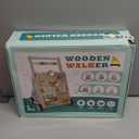 Wooden Baby Walker with Wheels, Push Walker with Baby Activity Center, Montessori Walking Toy for Girls Boys, Ajustable Speed & Height Activity Toy for Toddler Learning to Walk (Natural)