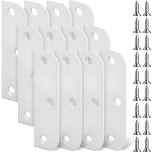 Lounsweer 12 Pcs Hinge Filler Plates 3.5 Inch with 5/8 Inch Door Edge Filler, Stainless Steel Door Hinge Shims, Gate Hole Cover, Satin Chrome Blanks with Matching Screws (White)