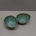 Henten Home Ceramic 20 oz Salad Bowls Set, Slanted Snack Bowl Set of 4, Porcelain Serving Bowls for Soup, Dessert, Microwave & Dishwasher Safe, Reactive Glaze (Green)