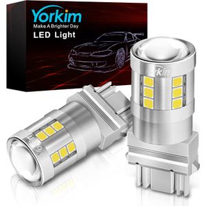 Yorkim 3157 LED Bulb White, 6500K high brightness 3156 led bulb with projector 3057 3056 3457 4157 bulb led Replacement Lamp for Turn Signal Reverse Brake Tail Lights or Day Running Light, Pack of 2