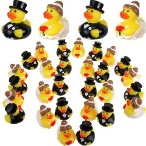 Jerify 12 Pcs Bride Groom Duck Bath Toy 2.5 Inch Wedding Rubber Duck Marriage Mini Ducks for Ceremony Baby Bridal Shower Gift Souvenir