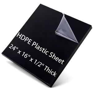 1 Pack Black HDPE Plastic Sheet 1/2" Thick - 24" X 16",High Density Polyethylene Sheet Flexible Solid Plastic Block(Mirror Surface),for DIY,Fabrication,Waterproof,Durable