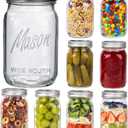 WELLIFE Wide Mouth Mason Jars, 8 Pack Mason Jars 32 oz for Pickling, Canning, Fermenting and Food Storage, Microwave & Dishwasher Safe