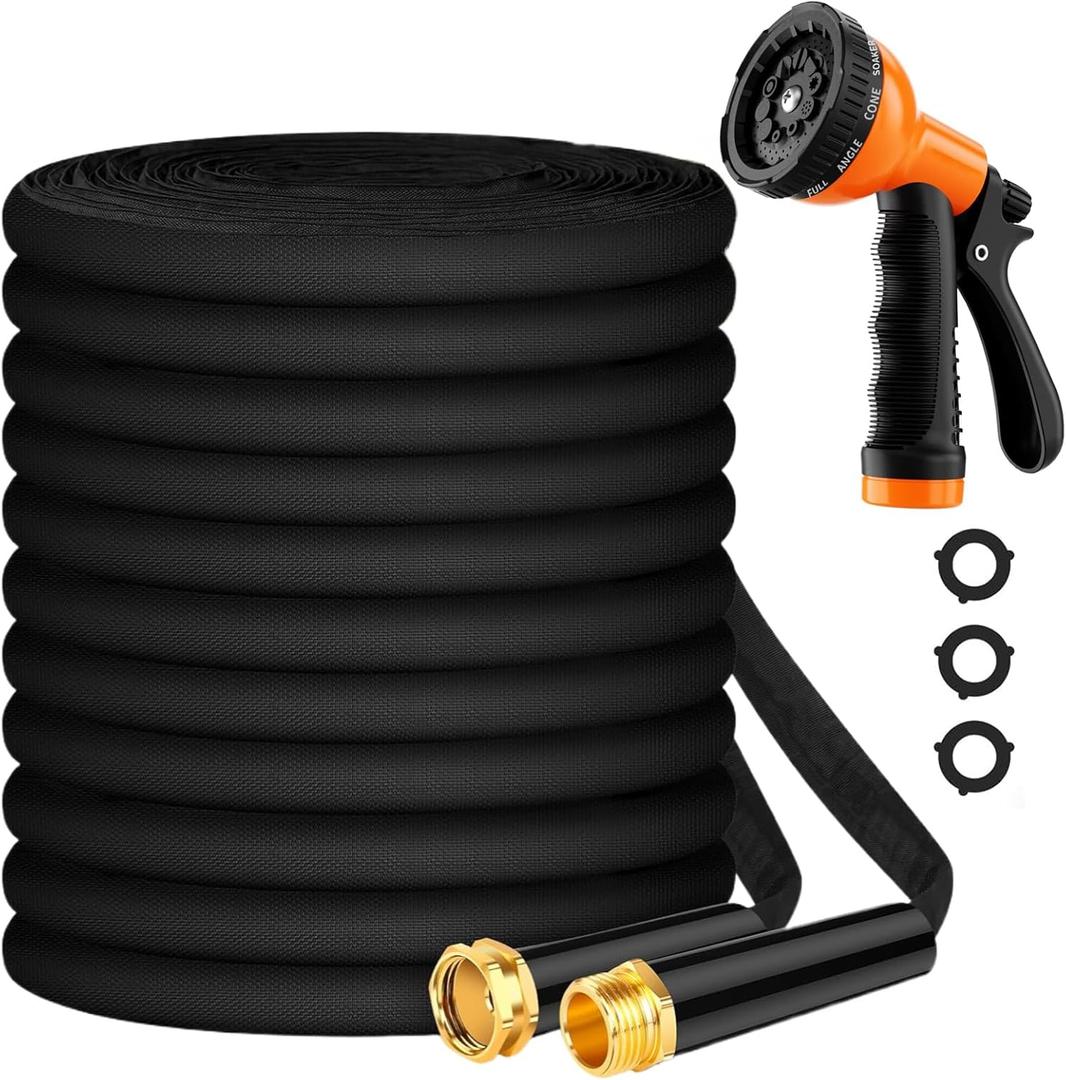 Upgraded 50FT Expanding Garden Hose - Lightweight, Kink-Free & Burst-Resistant Flex Hose with 8-Pattern Spray Nozzle for Lawn, RV, Car Wash (50 ft Expandable Water Hose)