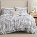 Bedsure Comforter Set Queen Size - Cute Floral Bedding Comforter Set, 3 Pieces, 1 Soft Reversible Beige Gardern Paisley Flowers Comforter and 2 Pillow Shams
