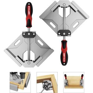 WETOLS Corner Clamp for Woodworking 2PCS 90 Degree Right Angle Clamp with Adjustable Aluminum Alloy Swing Jaw, Single Handle Clamps for Woodworking, Photo Framing, Gifts for Men Dad