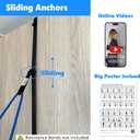 FITKIT Door Sliding Anchor Straps with Movable Multi Points for Resistance Bands & Suspension Straps, Workout Wall Attachment for Home Gym, Fits 6-8 ft Doors