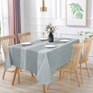 Vonabem 100% Waterproof Rectangle PVC Tablecloth, Vinyl Table Cloth Cover Oil Proof Spill Proof Wipeable Table Cloths for Indoor and Outdoor Use(Grey,60X84IN)
