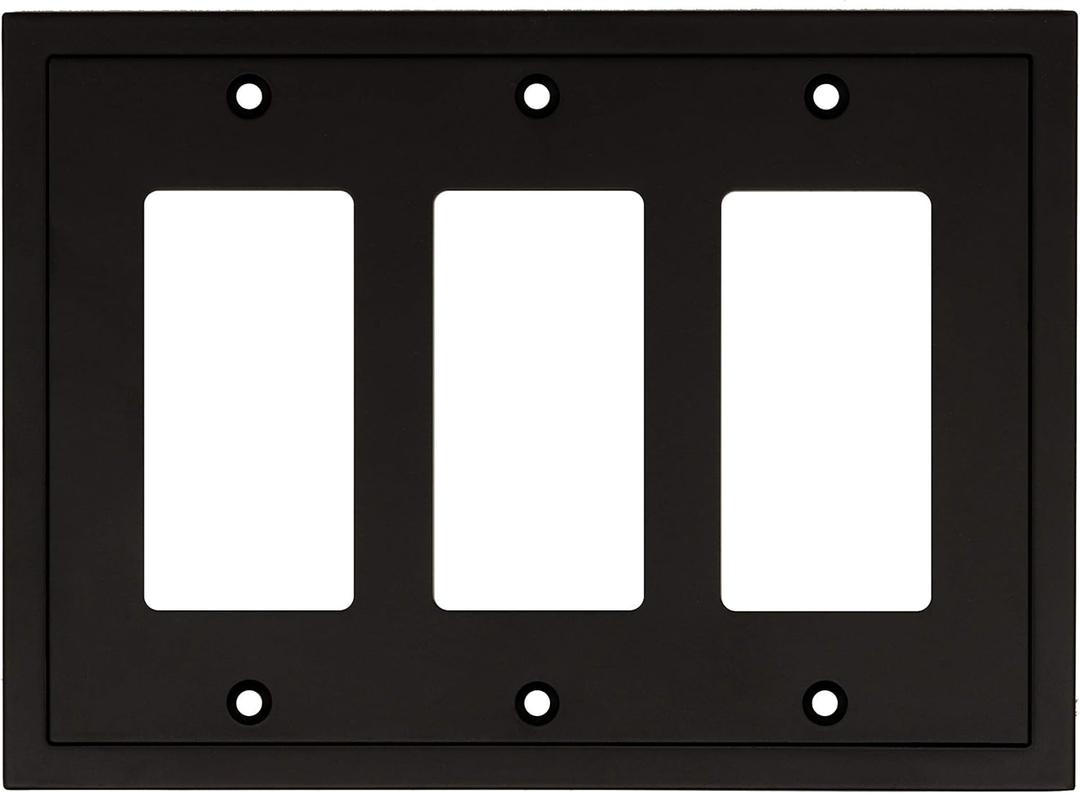 Henne Bery Modern Edge Decorative Wall Plate Switch Plate Outlet Cover, Durable Solid Zinc Alloy (Triple Decorator, Matte Black)