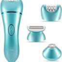 YHC Epilator for Women  3-in-1 Facial & Body Hair Remover, Wet & Dry Electric Shaver for Legs, Arms & Bikini, Cordless, Waterproof, USB Rechargeable (Blue)