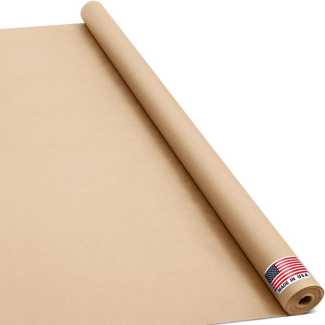 48" x 1200" (100 ft) Natural Kraft Paper Roll
USA Made Non-Toxic, Odorless, 100% Recyclable Brown Wrapping Paper for Shipping, Packaging, Crafting