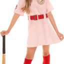 Morph Kids Baseball Costume Girls Peach Pink Baseball League Costume Outfit Halloween Costume For Girls 12-14 years 
