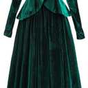 LTAKK Victorian Dress for Women Edwardian Costume Velvet 1800s Dresses Gigot Sleeve Blouses with Skirt, Green, Large