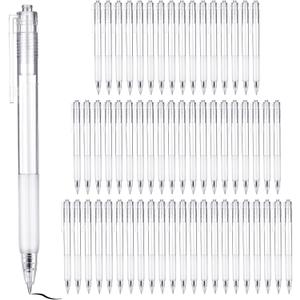 Ctosree 100 Pcs White Barrel Gel Pens 0.7mm Retractable Black Ink Pens Fine Point Tip Ball Point Aesthetic Pens Bulk Click Office Pens for Smooth Writing Drawing Sketching Journaling Supplies
