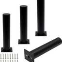 4 Pack Adjustable Furniture Legs Round 1.5" Dia Thickened Aluminum Alloy Sofa Shelves Table Kitchen Adjustable Feet 8" Height (Black)
