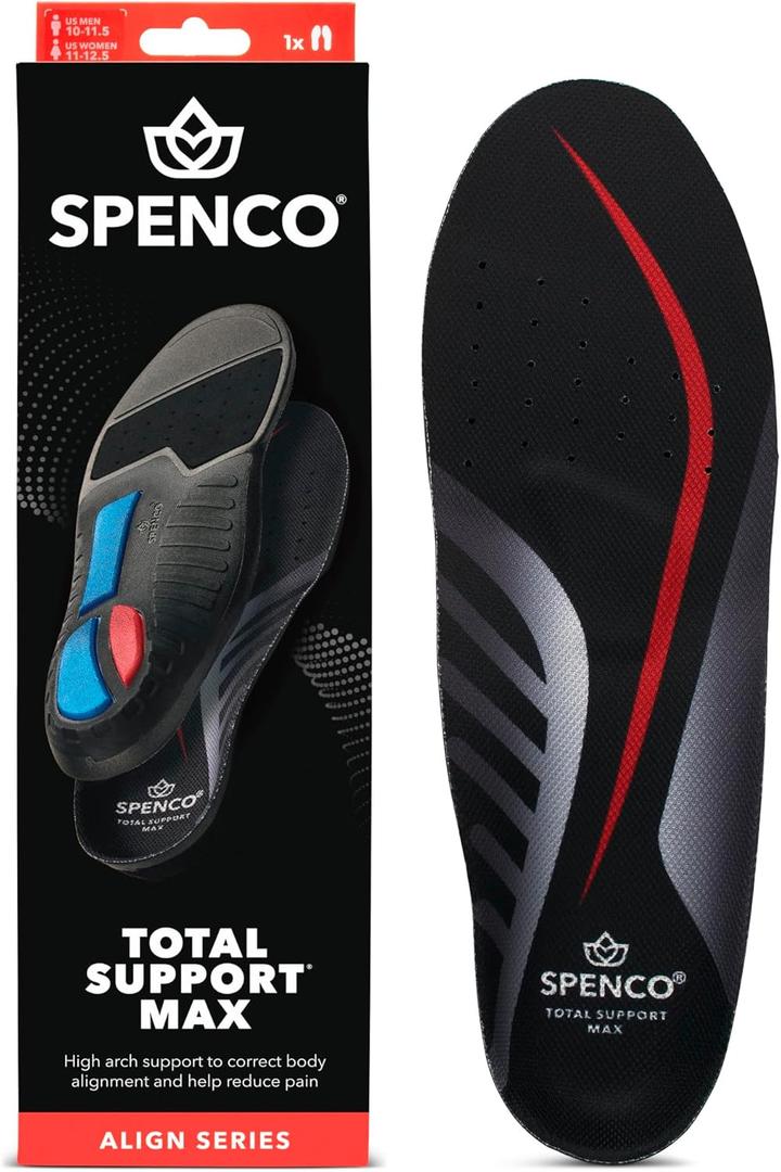 Spenco Total Support Max Shoe Insoles(FSA&HSA Eligible)Orthotic Metatarsal Arch Support Inserts, Absorbs Shock,Reduces Over-Pronation,Conforms to Foot, Deep Heel Cup Women's 9-10.5.5/Men's 8-9.5