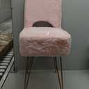 GREENSTELL Small Vanity Stool Chair with Storage and Folding Back, 13.4" x 15" x 30" Square Faux Fur Soft Ottoman, 4 Metal Legs with Anti-Slip Feet, Furry Padded Seat for Makeup, Bedroom, Pink