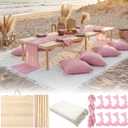 Novabright Boho Picnic Kit 30'' x 60'' Folding Picnic Table 118" x 71" Extra Large Outdoor Boho Blanket with Pink Table Runner and 8 Napkins for Camping Wedding Birthday Baby Shower Party Decor, 60 x 30 x 13 inches
