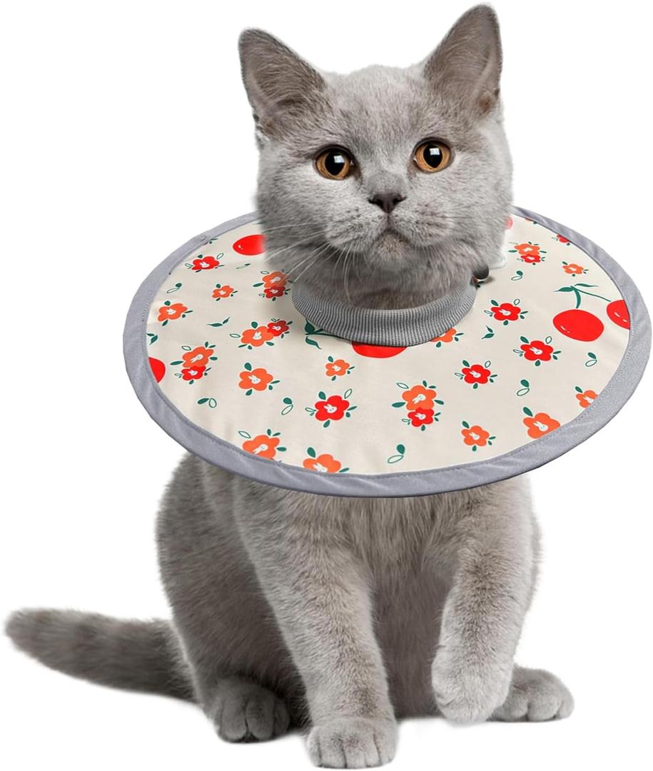 LOS ANDES Cat Recovery Collar for Necks, Alternative to Cones, Lightweight Post-Op Kitten and Puppy Protection (M(for Neck 8.7-11.8inch), Cherry)