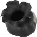 Deco 79 Ceramic Abstract Wide Rounded Floral Shaped Vase with Petal Rim, 8" x 10" x 9", Black
