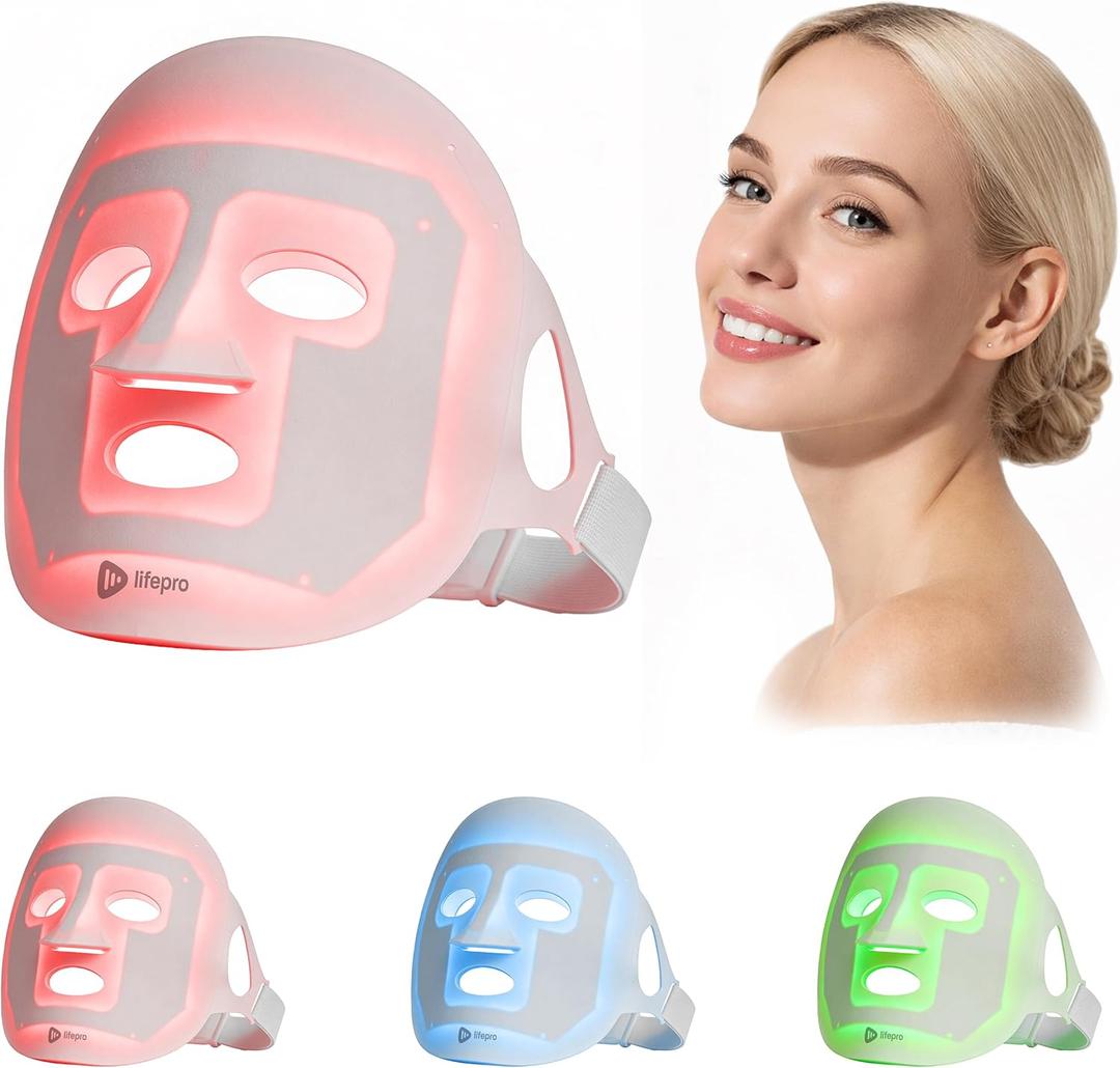 LifePro Red Light Therapy Mask Revitaglow Infrared Red Light Therapy For Face and Neck - LED Mask with 3 to 4 Modes  2000mAh Battery & Auto-Timer - For Daily Skin Wellness and Comfort