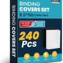 CAREGY 240 Pack Binding Covers and Backs Set 8.5 x 11 Inches, Including 120 Pack 8Mil Clear PVC, 120 Pack 12Mil Sand-Textured Polycovers Letter Size
