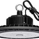 LED High Bay Light 150W 21000 LM with US Plug 5ft Cable, 5000K Daylight, IP65 Waterproof, Non-Dim, UFO Commercial Warehouse Workshop Factory Barn Garage Lowbay Area Lighting Fixture
