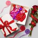 Thenshop 48 Pcs Valentine's Day Sticky Notes with Pens Set Galentines Gifts Bulk 24 Heart Ballpoint Pens 864 Sheets Heart Sticky Notes and 3 Rolls Ribbon for Valentines Exchange Gifts Party Favors