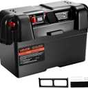 VEVOR Battery Box, Group 24-27 Trolling Motor Battery Box, 12V/24V Marine Batteries Case with PP Shell and Dual Straps, Smart Batteries Case, Suitable for Trolling Motor, Marine,RV & Solar Panel