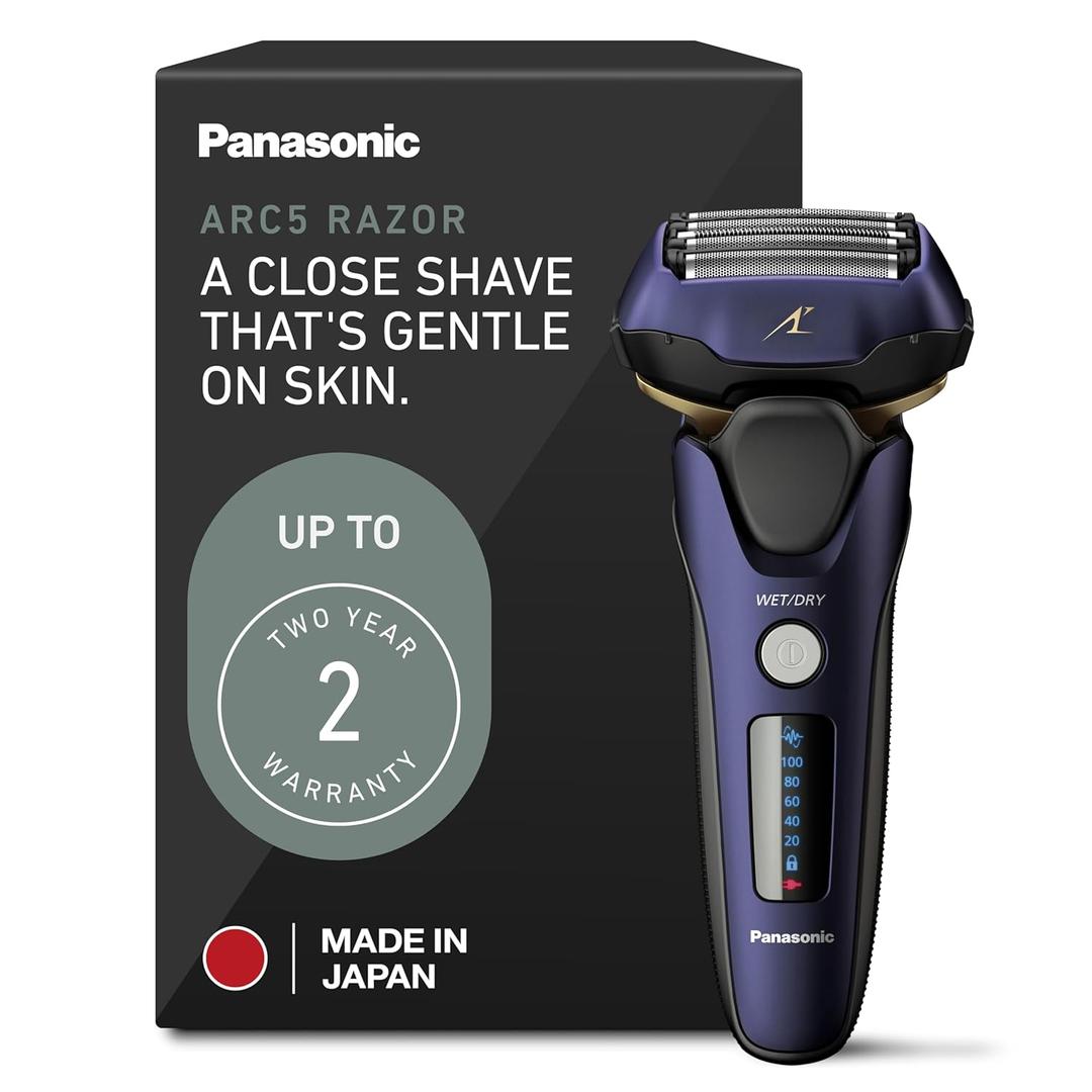 Panasonic ARC5 Electric Razor for Men with Pop-up Trimmer, Wet Dry 5-Blade Electric Shaver with Intelligent Shave Sensor and 16D Flexible Pivoting Head - ES-ALV6HA (Navy)