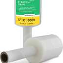 2 Pack Mini Hand Stretch Wrap 5" 1000 Ft Rolls PackageZoom Industrial Strength Clear Plastic Wrap for Box, Furniture Wrapping, 55 Gauge Shrink Wrap for Moving & Packing