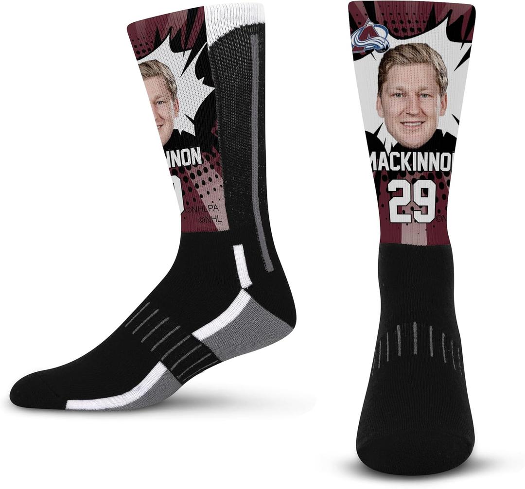 For Bare Feet Unisex Kid's NHL Player Ka-pow Socks Youth (Black)