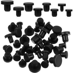 80 Pcs Silicone Rubber Hole Plug, 8 Sizes Plastic Black Hole Plugs Silicone Plug Cap Set, High Temp T-Type Hole Plug for Powder Coating Waterproof Sealing Plugs Pipe Holes Test Tube