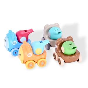 CHILDLIKE BEHAVIOR | 3 Pcs Car Whistle Toy for Baby - Animal-Themed Plastic Cars with Whistle Function Toys for Children - Toddler Mini Truck (Multicolor)
