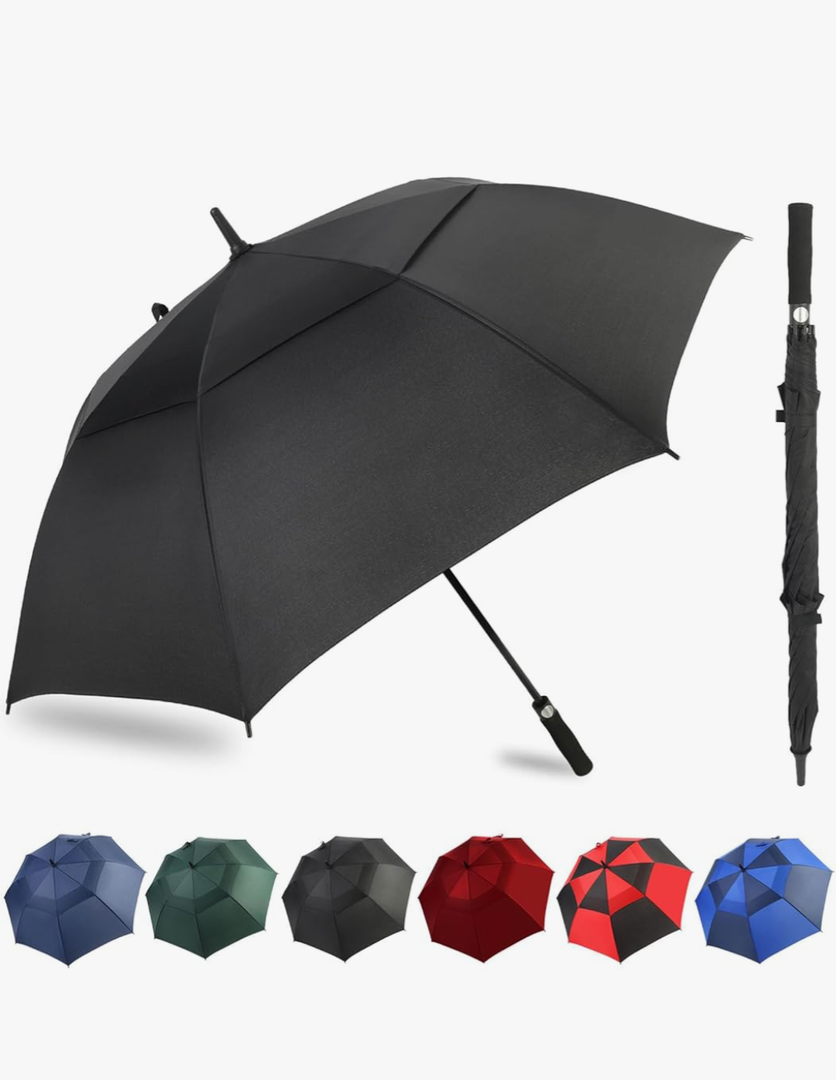 Automatic Open Golf Umbrella, 54/62/68/72 inch Extra Large Oversize Double Canopy Vented Stick Umbrellas, Windproof Waterproof Umbrella for Men And Women